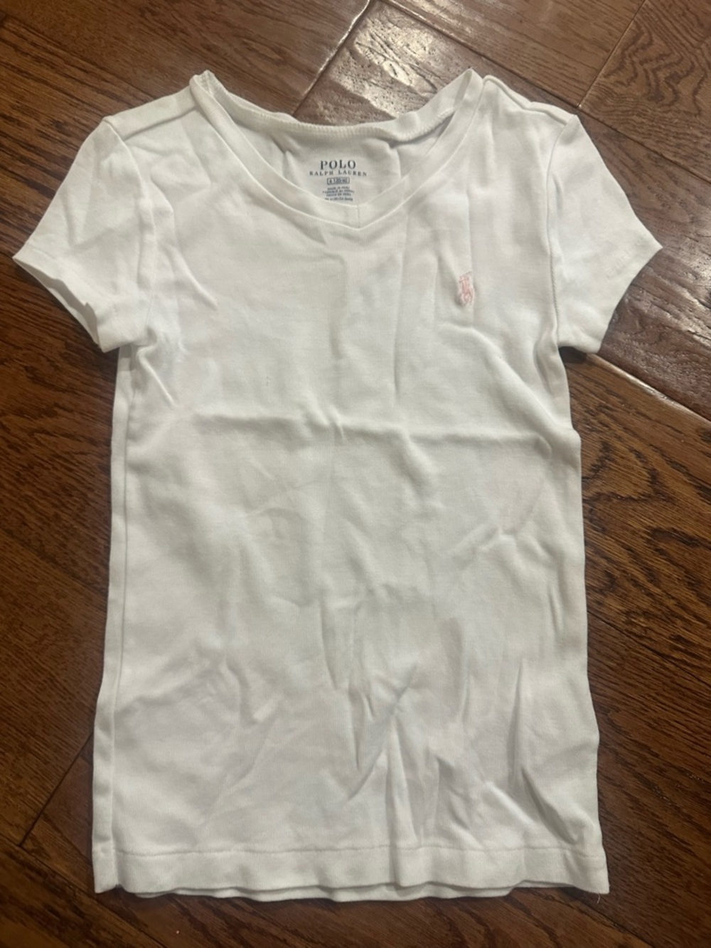 Polo by Ralph Lauren White V-Neck Tee with Pink Pony